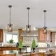 preview thumbnail 5 of 10, Modern Farmhouse 1-Light Cylinder Wood Grain Pendant Lights for Kitchen Island - Brown - 5.5D"x9.5"H