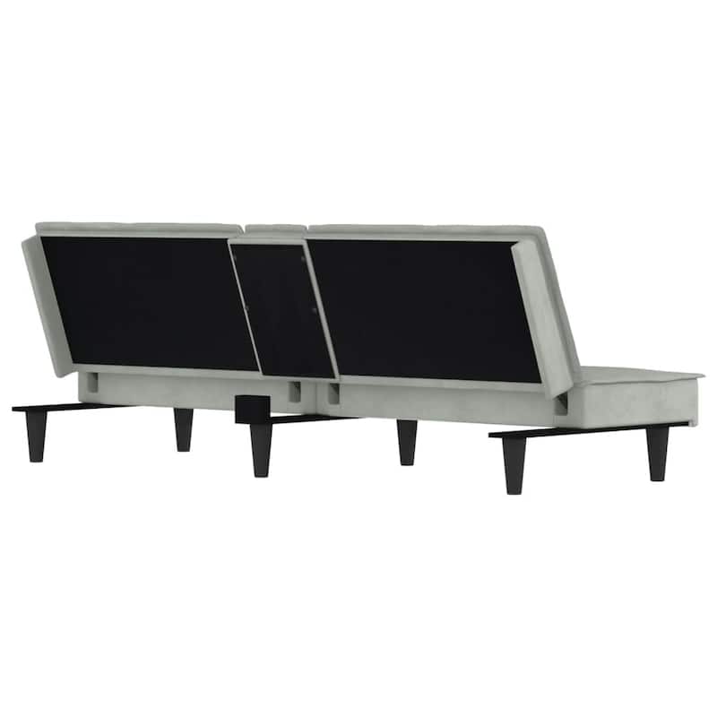 vidaXL Sofa Bed with Cup Holders Dark Gray Velvet - 78.7" x 35" x 27.6"