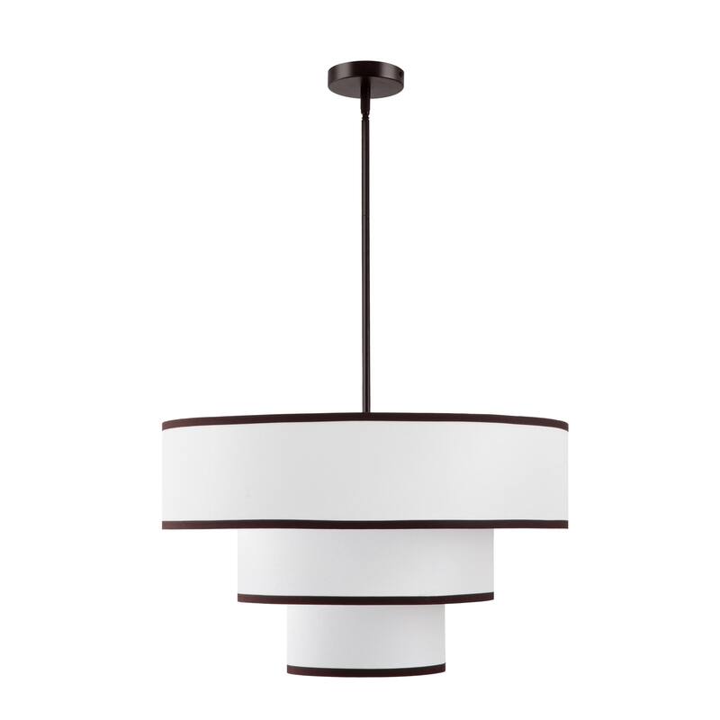 Modern Chandelier 24" 5-Light Bronze Tiered Drum Linen Shade