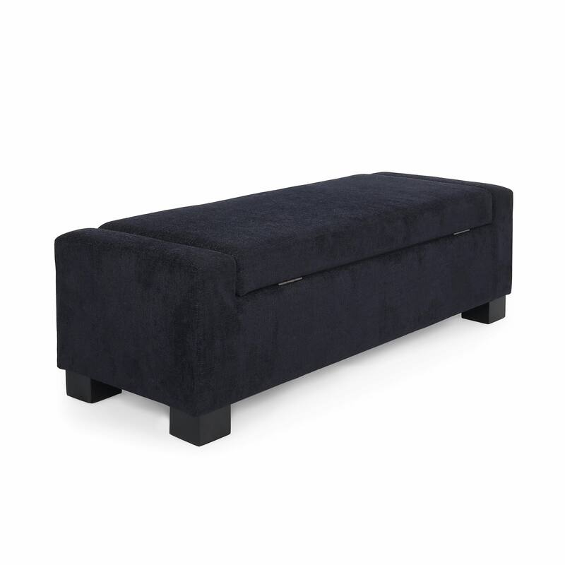 Rectangular Storage Ottoman - 50" Textured Fabric & Wood Base
