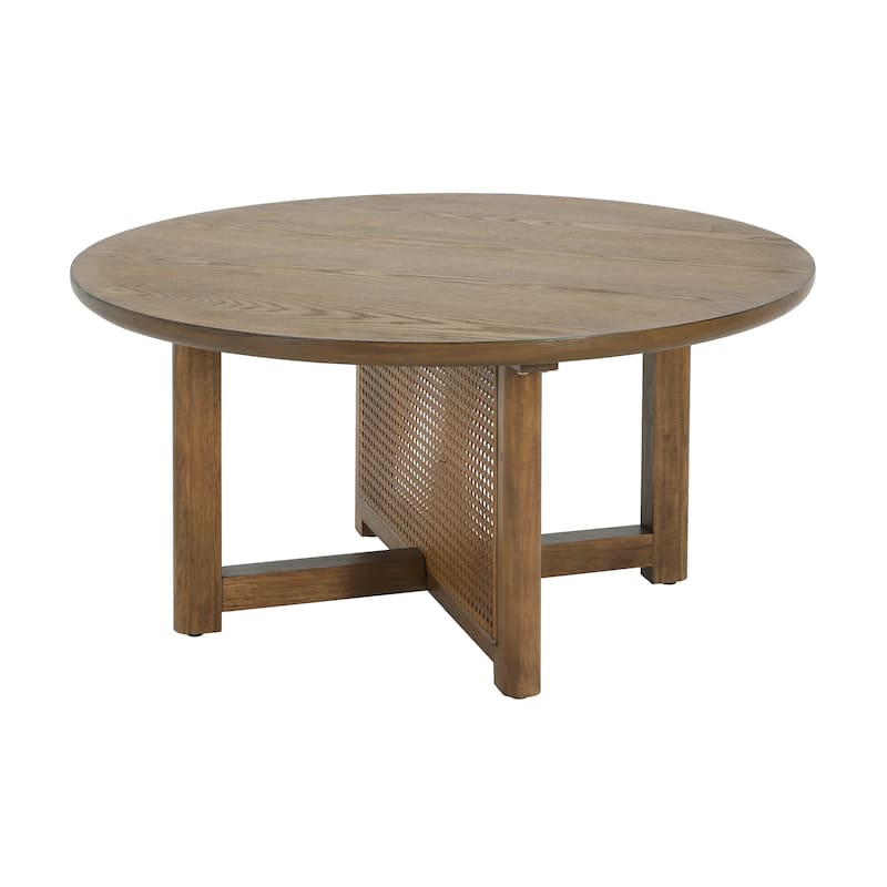 Christopher Knight Home - Seraphina 32" Round Rattan Woven Wood Coffee Table