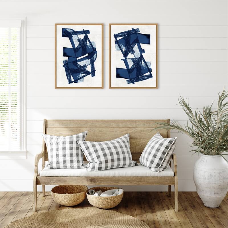 Amanti Art Abstract Blue Structure No. 2 & 3 2 Piece by Cartissi Framed Canvas Wall Art