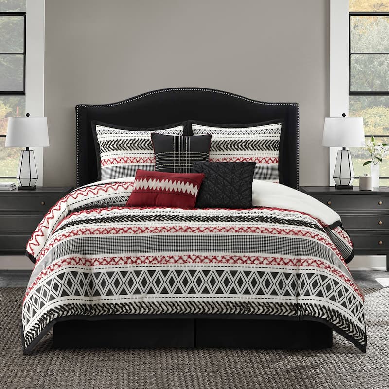 Nanshing Silvia 7 Piece Striped Jacquard Comforter Set