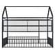 preview thumbnail 7 of 70, Metal House Bed with Metal Grid and Storage Shelves, Twin/Full Size Floor Montessori Bed with Roof Frame and Fence Guardrails
