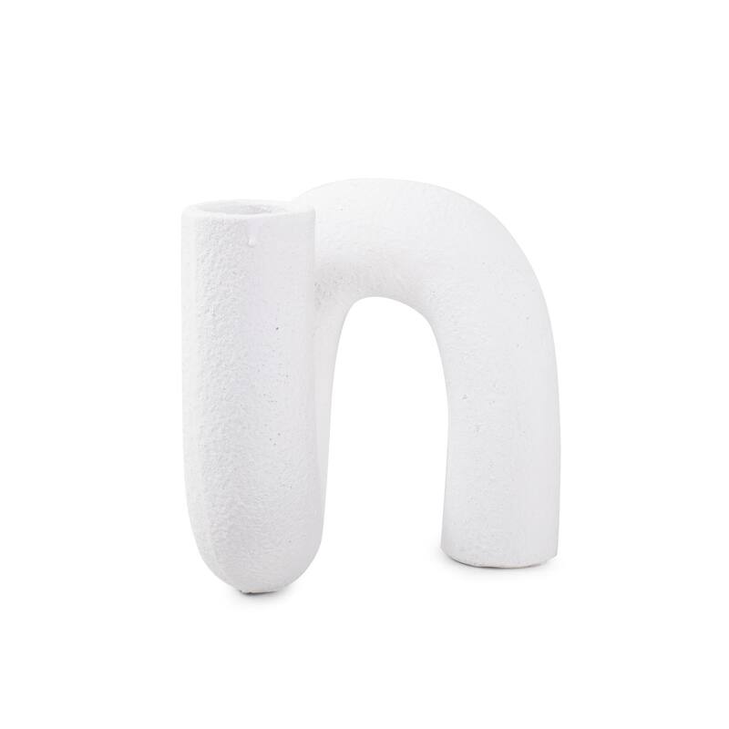White Abstract Curved Tube Vase Tall