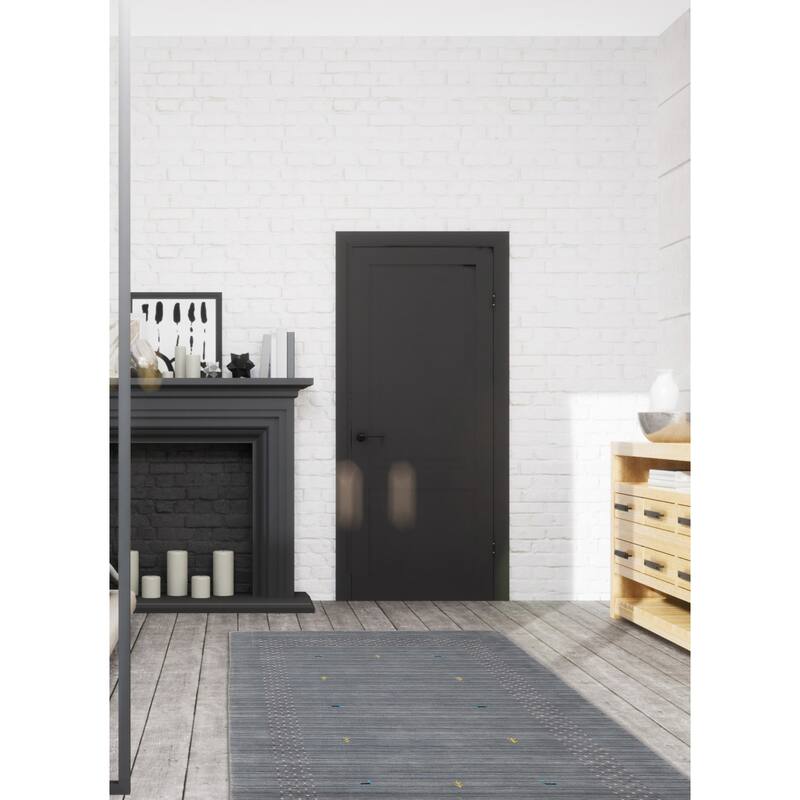 ECARPETGALLERY Hand Loomed Kashkuli Gabbeh Dark Grey Wool Rug - 4'10 x 6'11