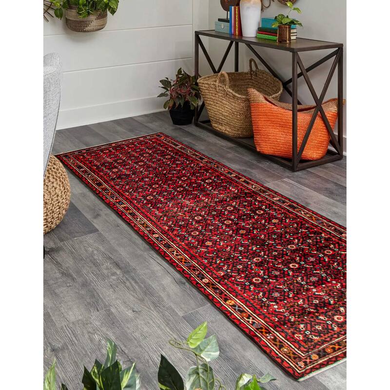 ECARPETGALLERY Hand-knotted Andelz Red Wool Rug - 3'8 x 10'3