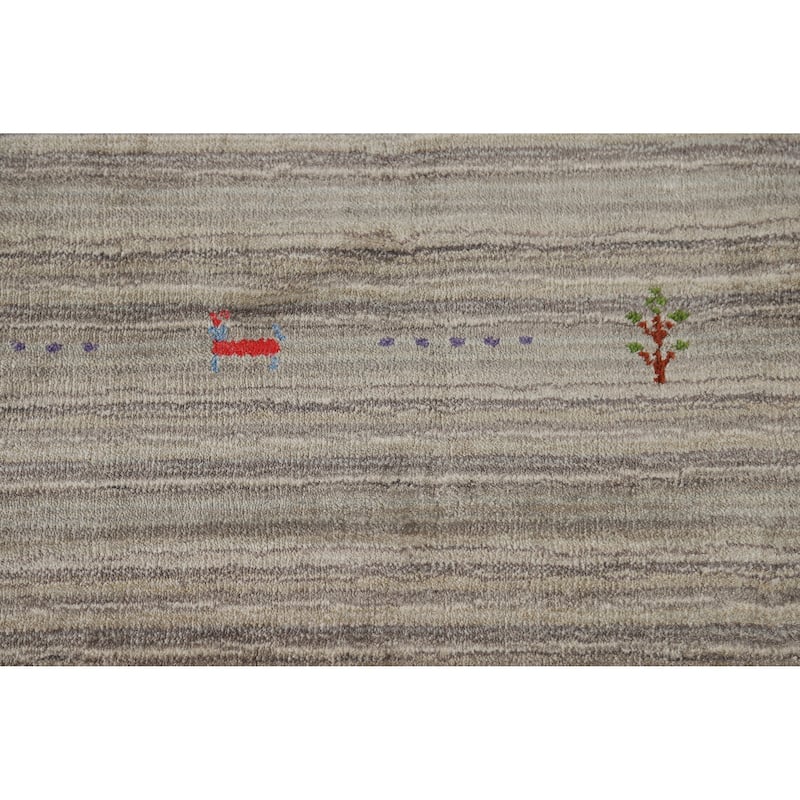 Tribal Animals Gabbeh Indian Rug Hand-Knotted Wool Carpet - 4'0" x 5'10"