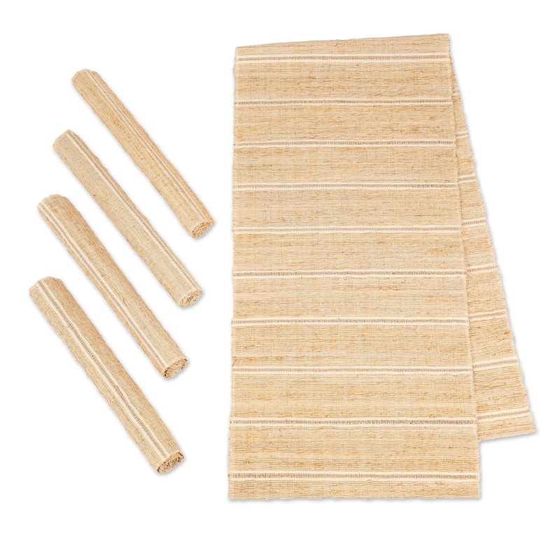 Novica Handmade Off-White Aroma Cotton Blend Table Runner And Placemats (5 Pieces)