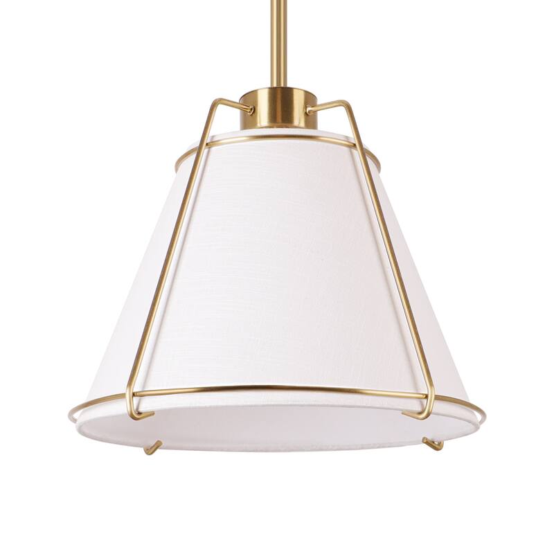 JASIWAY Modern Light Brass Chandelier with E26 Base and Fabric Shade - Gold