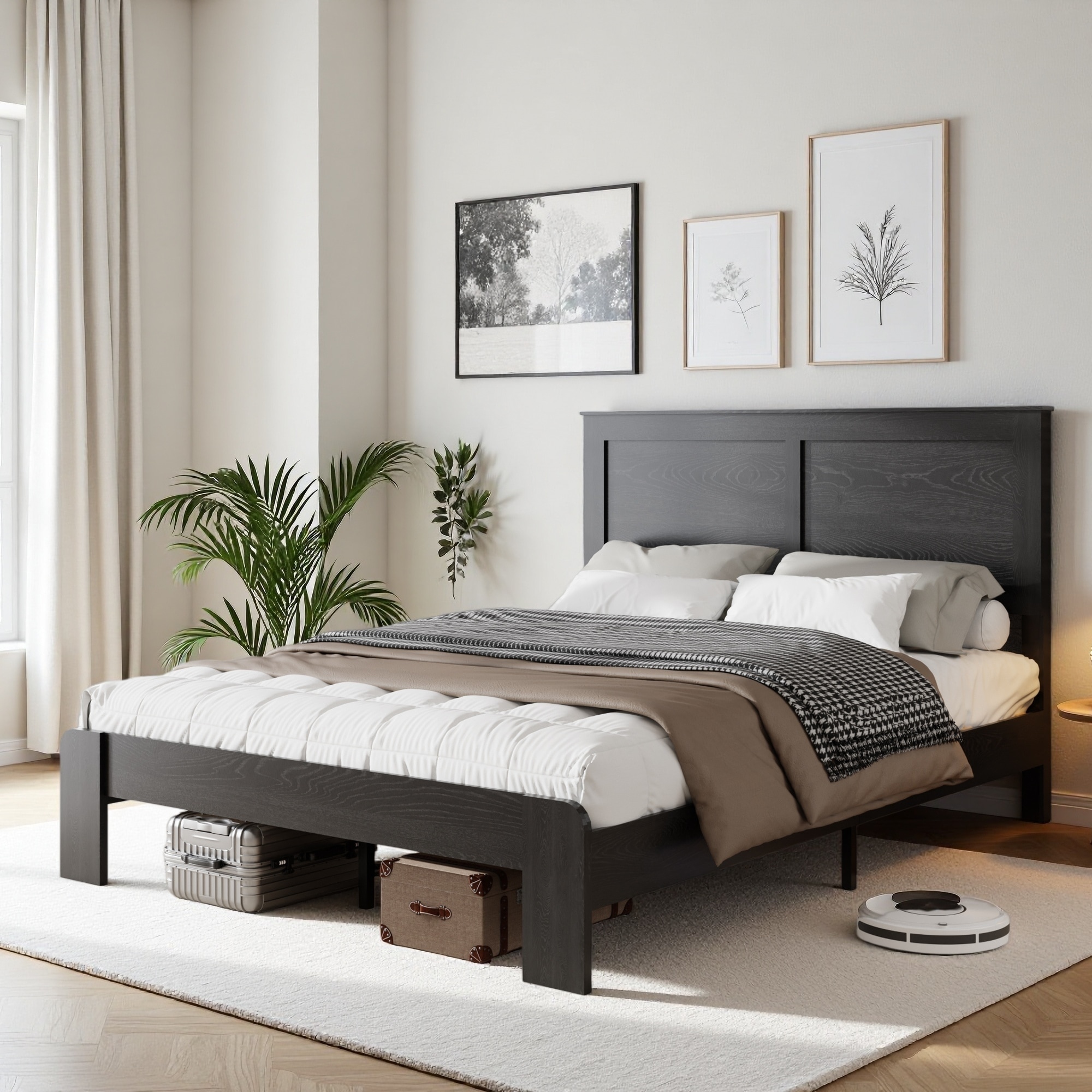 Wood Platform Bed Frame with No Box Spring Needed