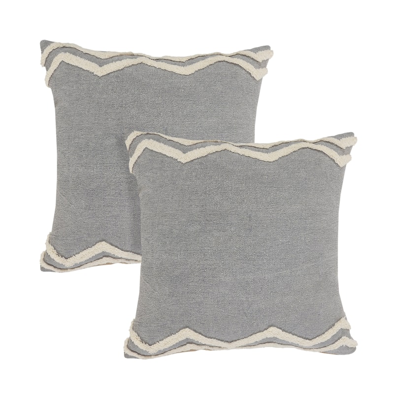 Sevita Soft Chevron Bordered Throw Pillow, Single or Set of 2 - 20" x 20" - Set of 2 - Pillow Sets