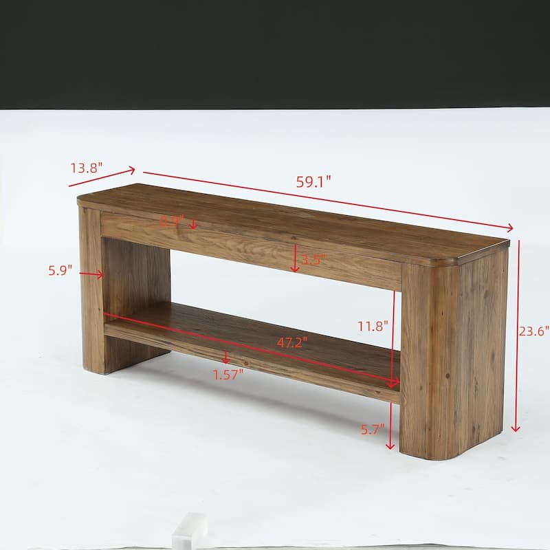 Solid Wood TV Stand for 55/65-Inch TVs, Entertainment Center with Storage Shelves, Low Media Console