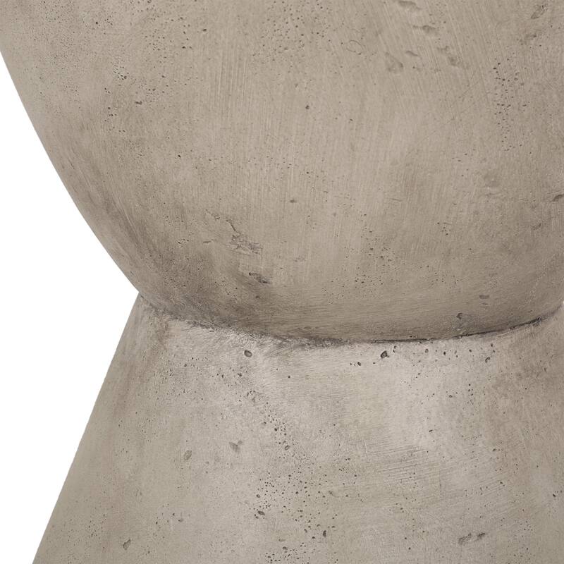 Roomfitters Outdoor MGO Side Table, Modern Hourglass Accent Table for Patio or Living Room, Light Grey