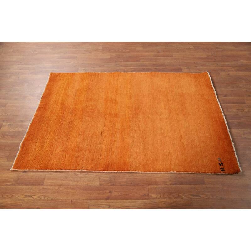 Modern Gabbeh Oriental Rug Handmade Accent Wool Carpet - 3'4"x 4'10"