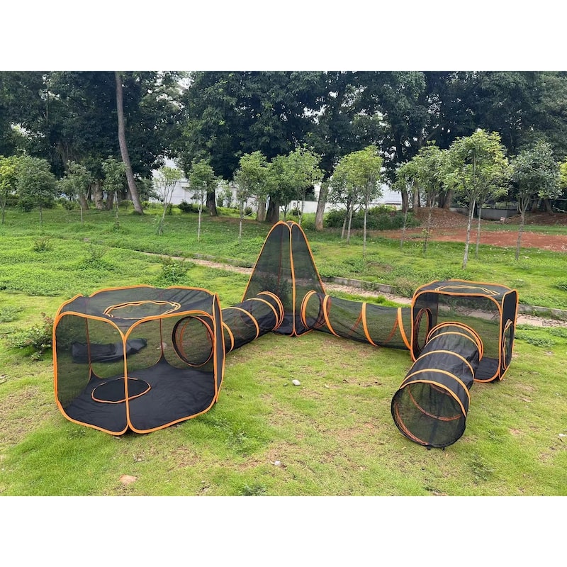 ColourTreeUSA Portable Pet Outdoor Cat Playpen Collapsible Tent Tunnel Compound House - 6-in-1