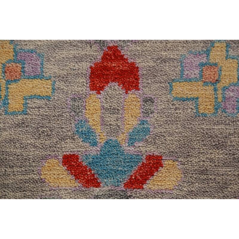 All-Over Gray Oushak Indian Large Rug Handmade Wool Carpet - 7'11" x 15'6"
