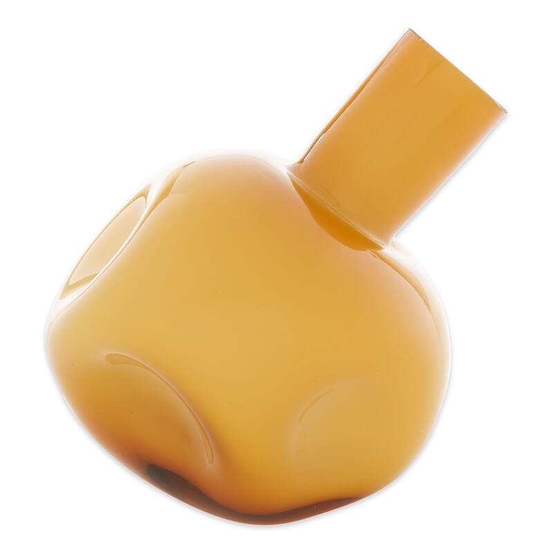 7.50" Yellow Contemporary Solid Glass Abstract Vase