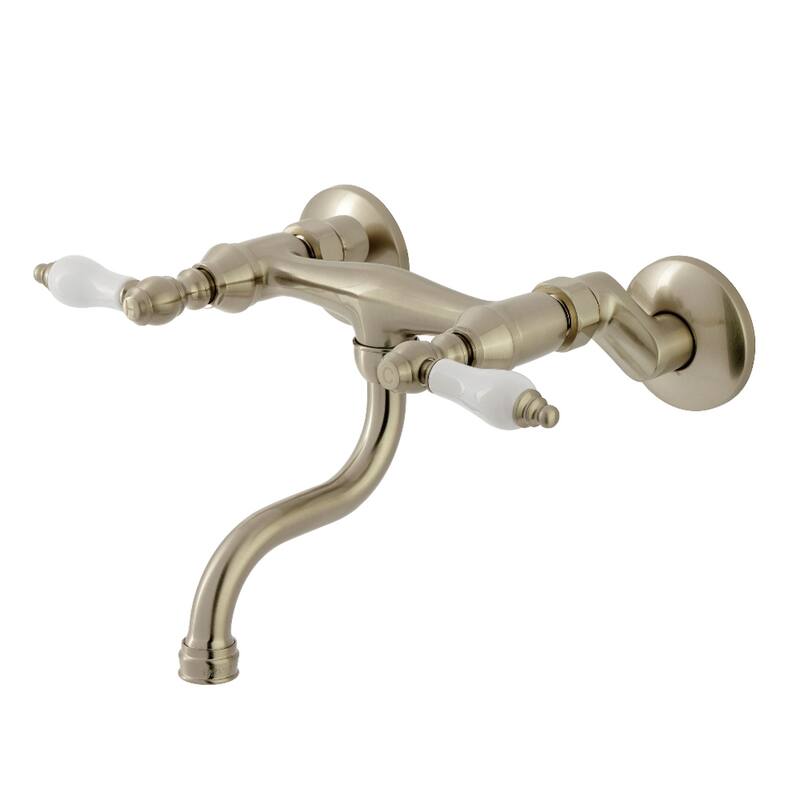 Kingston Brass Kingston Two-Handle 2-Hole Wall Mount Bathroom Faucet - Brushed Nickel