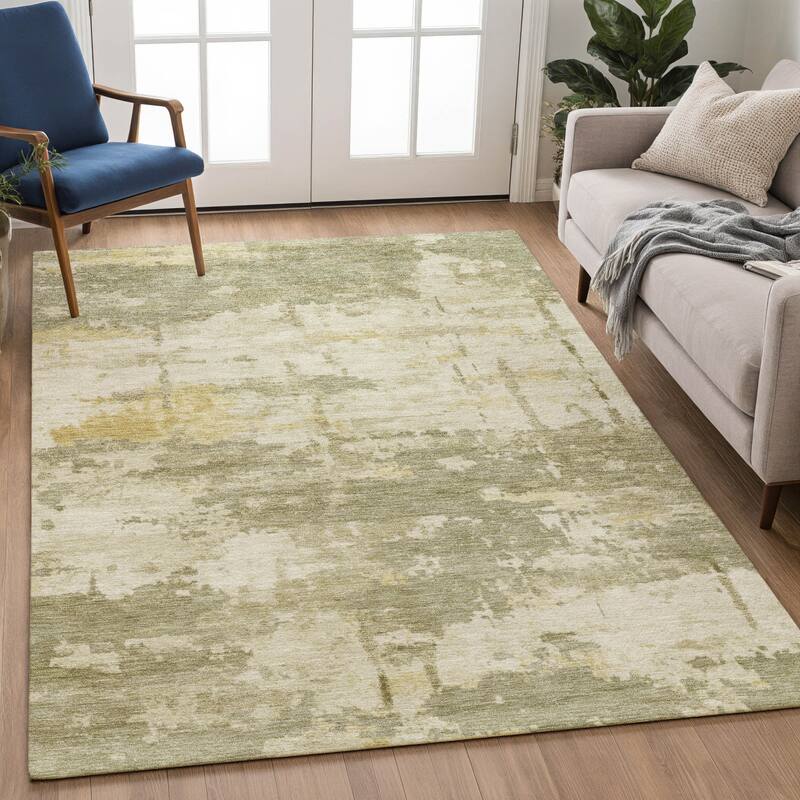 Machine Washable Indoor/ Outdoor Crouppen Modern Chantille Rug