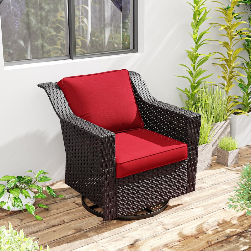 Cozywor Outdoor Patio Swivel Rattan Rocking Wicker Chair - N/A