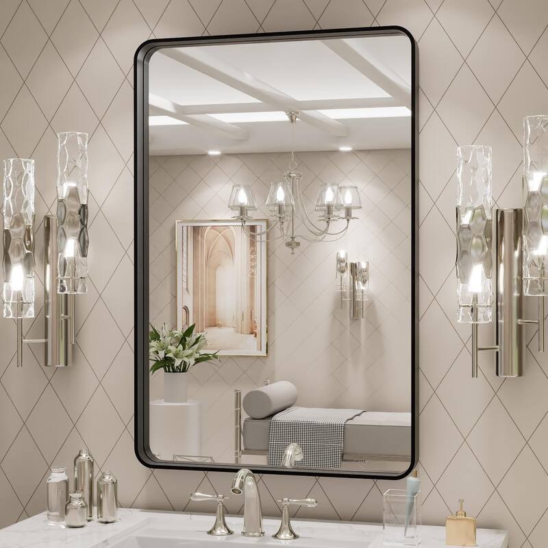 24x30 Inch Black Aluminium Frame Bathroom Mirror