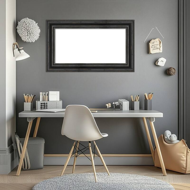 Amanti Art Rustic Pine Black Framed Dry Erase Magnetic Board