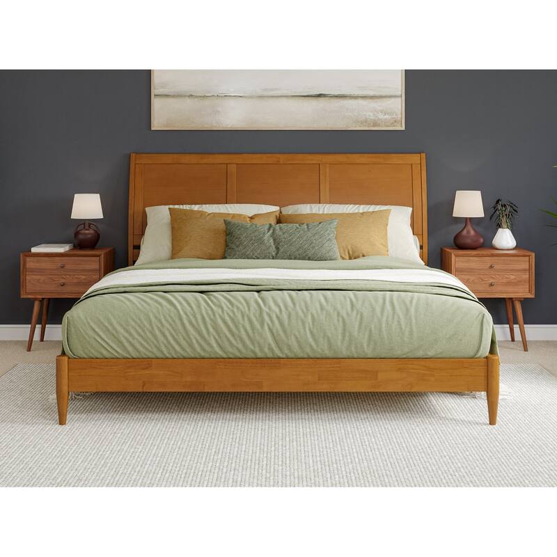 Valencia Solid Wood Low Profile Sleigh Platform Bed