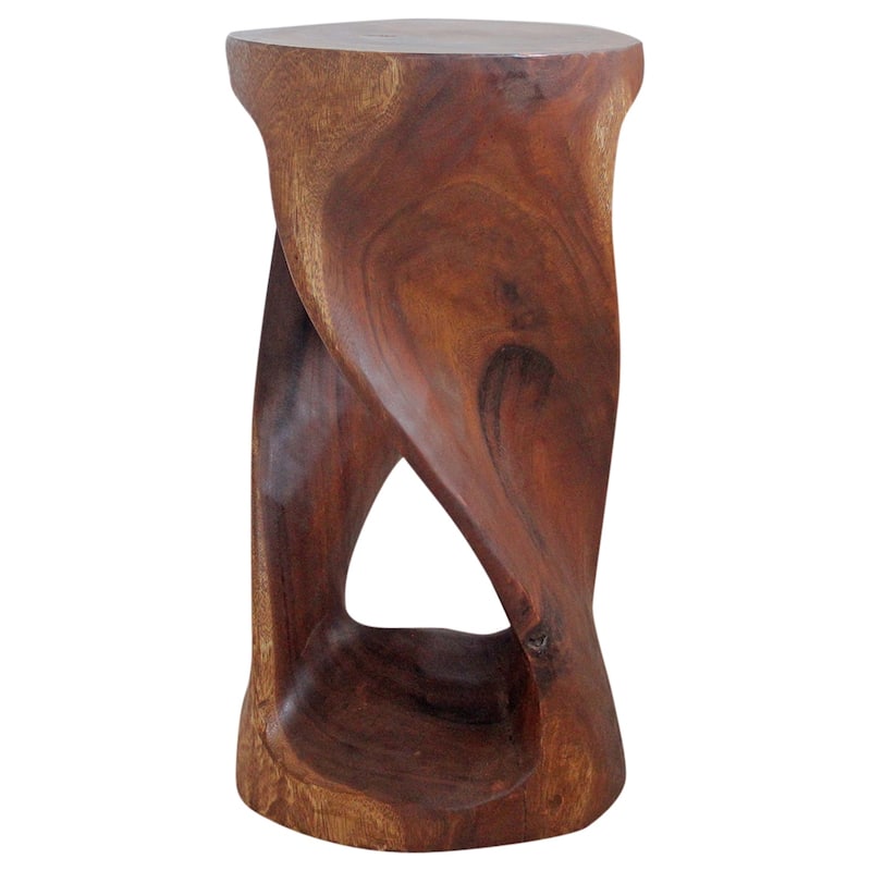Haussmann® Round Wood Twist Accent Table 14in DIAx26in High Walnut Oil - 14 x 14 x 26