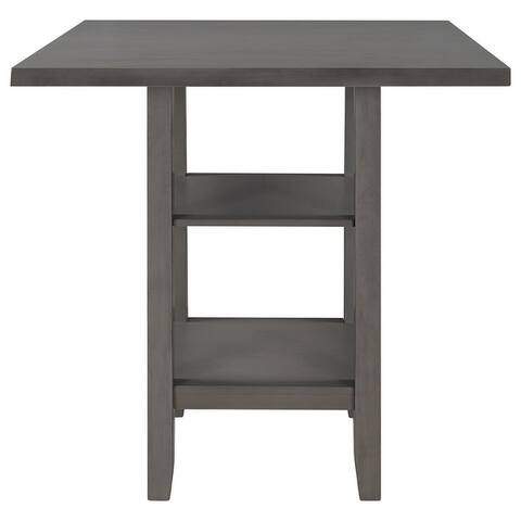 Square Wooden Counter Height Dining Table with 2-Tier Storage Shelves