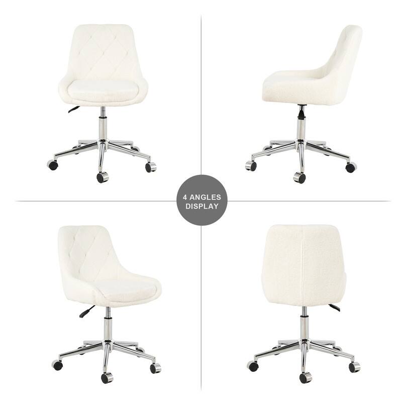 Modern Teddy Fabric Home Office Chair with Metal Legs-Set of 1-Lift Adjustment (3 Colors）