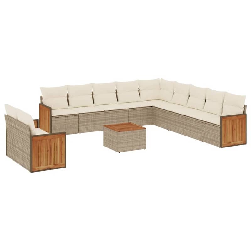 vidaXL Patio Sofa Set with Cushions Outdoor Conversation Furniture Poly Rattan
