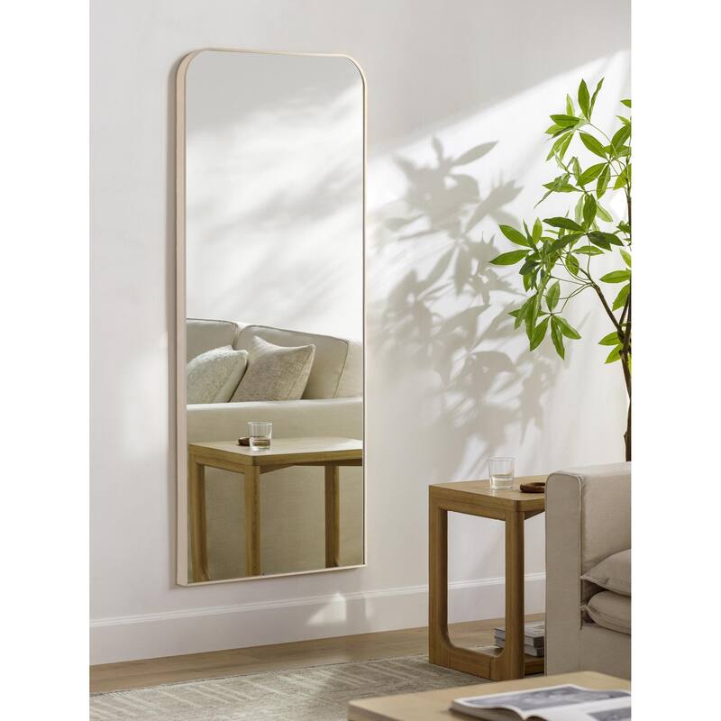 Livabliss Aranya Modern Aluminum Full Length Squared Arch Mirror - 67"H x 28"W x 1"D - Brown