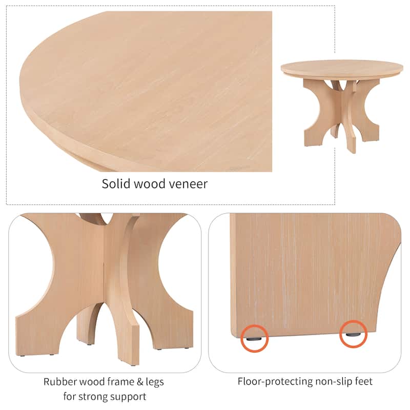 Rustic 5-piece Round Dining Set with Upholstered Chairs and Curved Bench for Cozy Family Gatherings