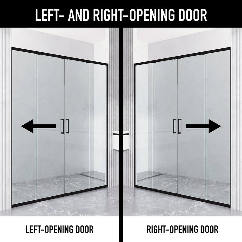 VIGO Paloma 56 to 60 in. W x 74 in. H Semi-Frameless Double-Sliding Shower Door with Clear Tempered Glass