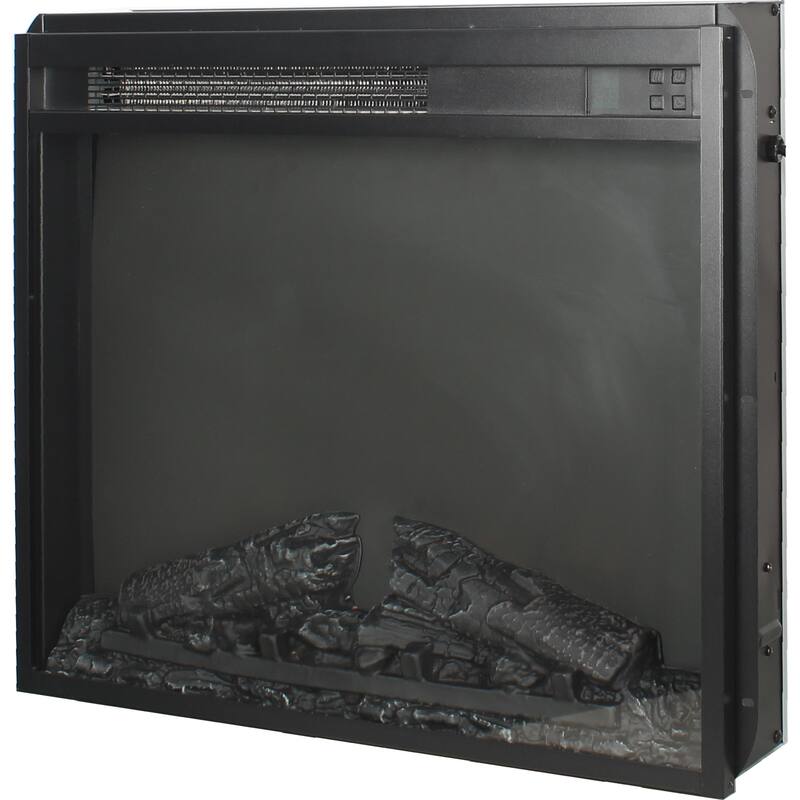 24-Inch Electric Fireplace Insert, Ultra-Thin Design, Log Set, 1400W Heat, Realistic Flame & Remote Control with Timer