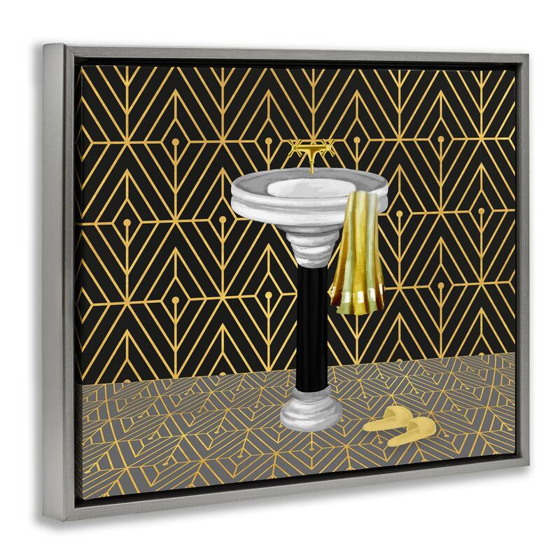 Stupell Deco Style Glam Bathroom Framed Floater Canvas Wall Art Design By Conrad Knutsen