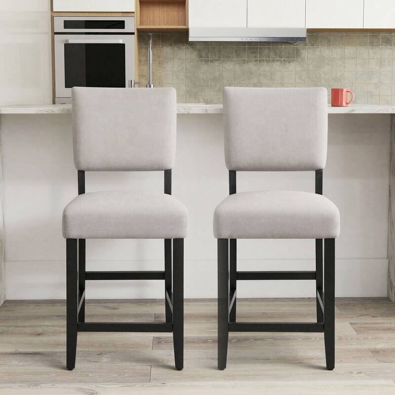 24 Inches Counter Height Bar Stools Upholstered Barstools with Brushed Legs Set of 2