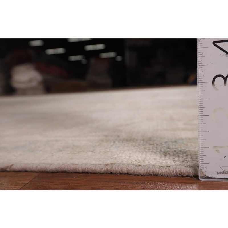 Beige Oushak Turkish Area Rug Handmade Vegetable Dye Wool Carpet - 8'1"x 10'3"