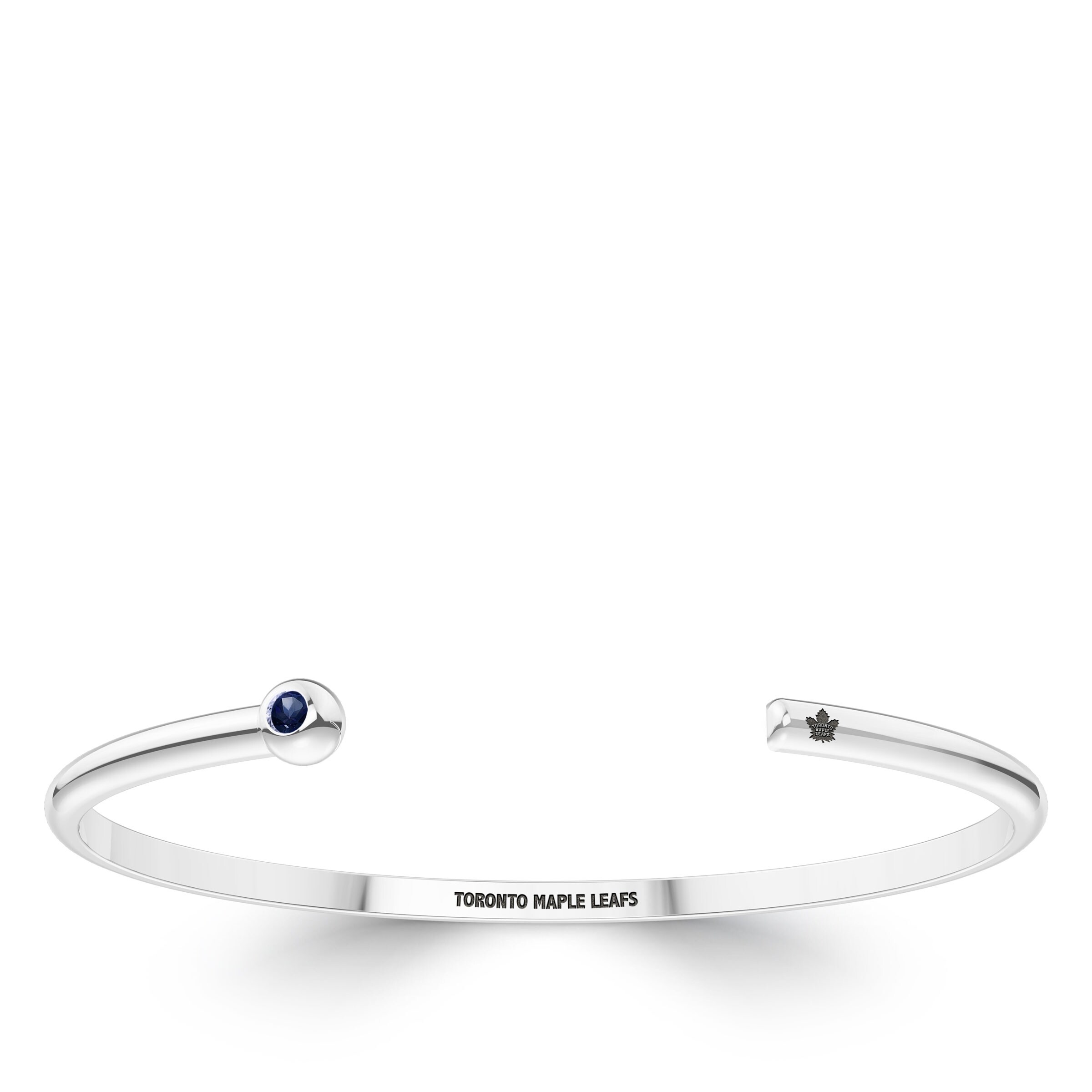 Shop Toronto Maple Leafs Engraved Sterling Silver Sapphire Cuff Bracelet Free Shipping Today Overstock 30626716
