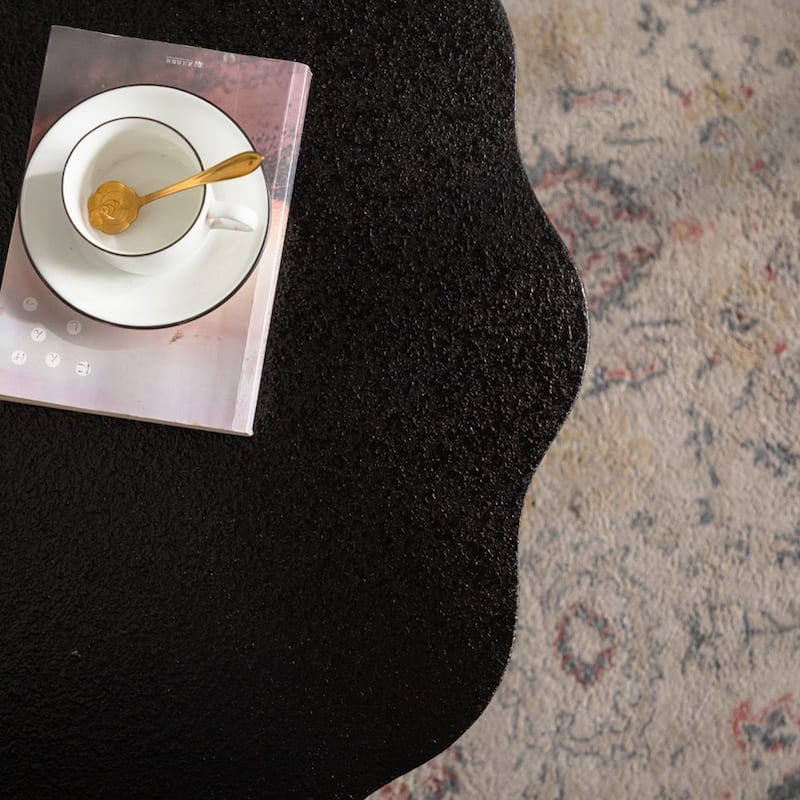 Scalloped White Coffee Table: Unique Wave-Edge Shape, Elegant Focal Piece for Stylish Spaces