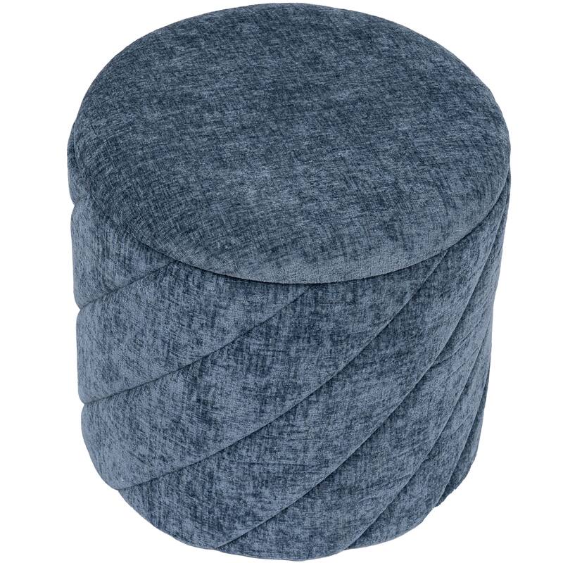 Diagonal Tufted Foldable Storage Ottoman with Reversible Lid - Blue