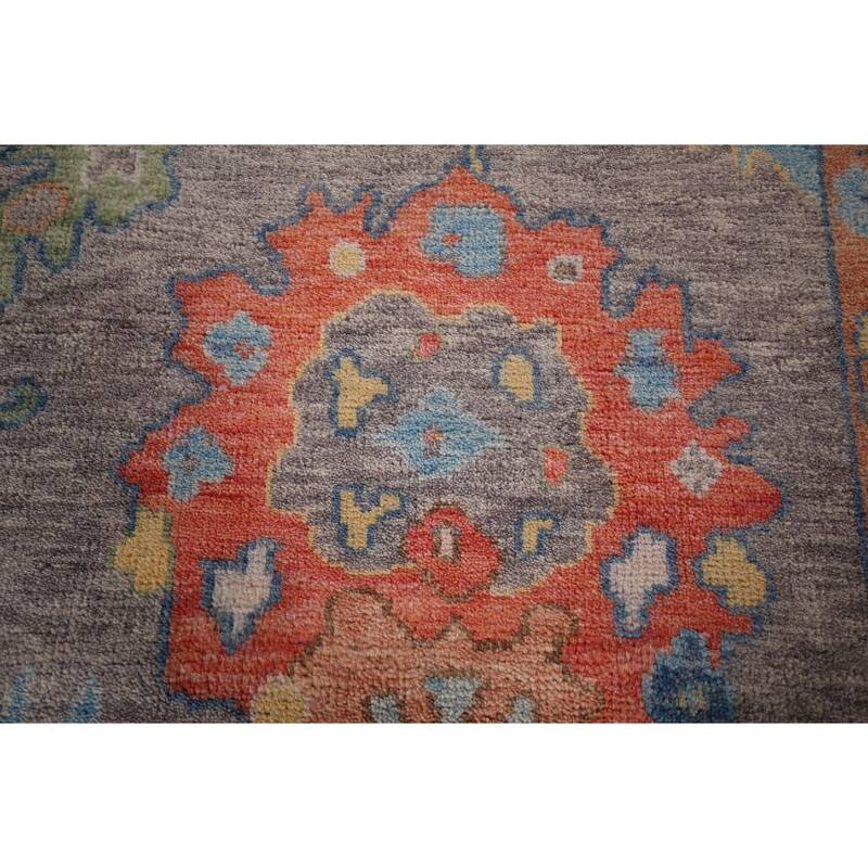 Gray Oushak Indian Area Rug Handmade Wool Carpet - 8'7"x 12'3"