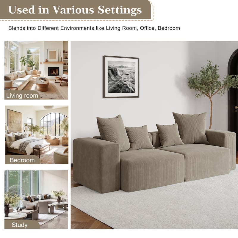 Oversized Corduroy Upholstery Modular Sofa No Assembly