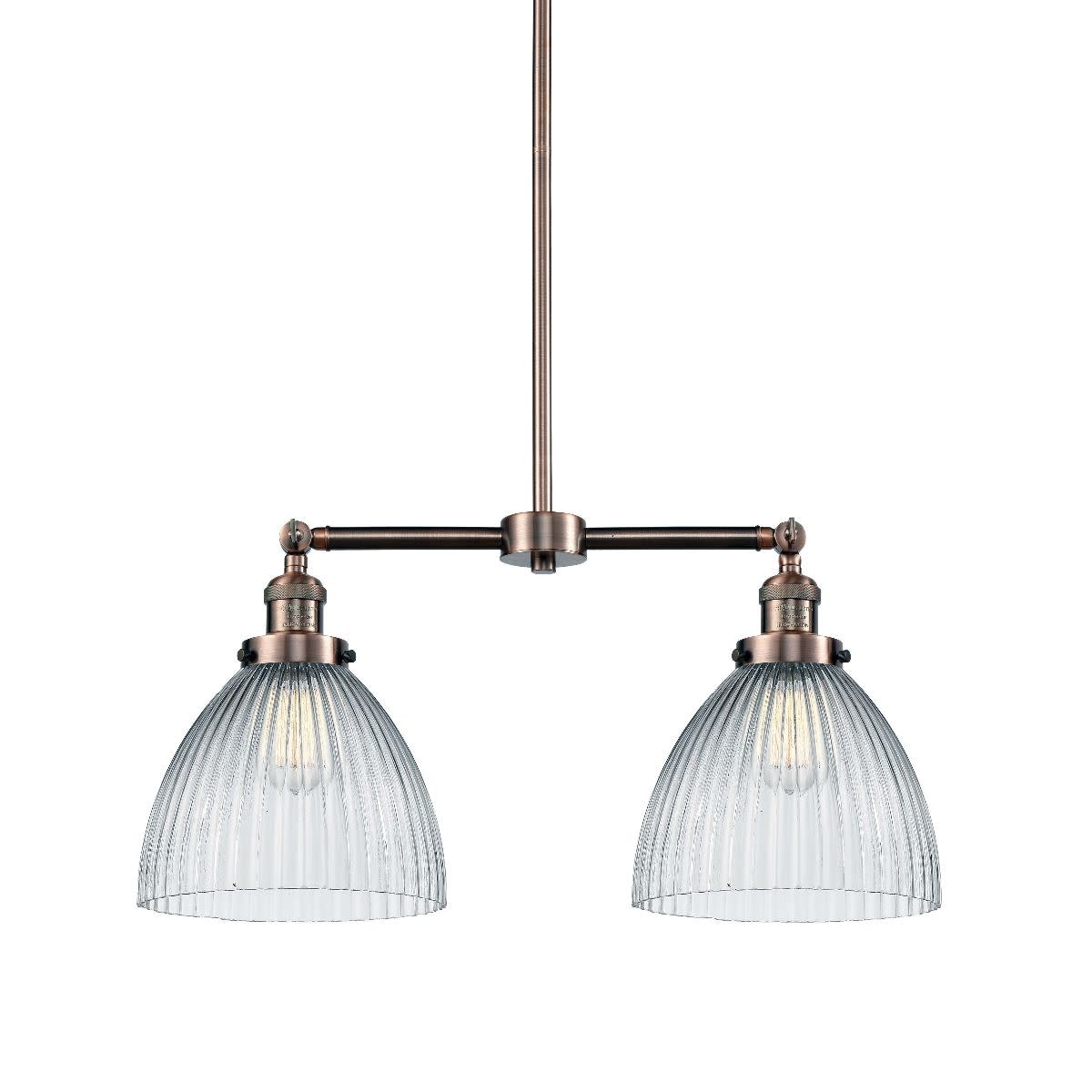 Innovations Lighting 209 Seneca Falls  Seneca Falls 2 Light 21" Wide Linear Chandelier - (Brushed Brass / Clear Halophane) - Chandeliers For Bedrooms by Overstock.com