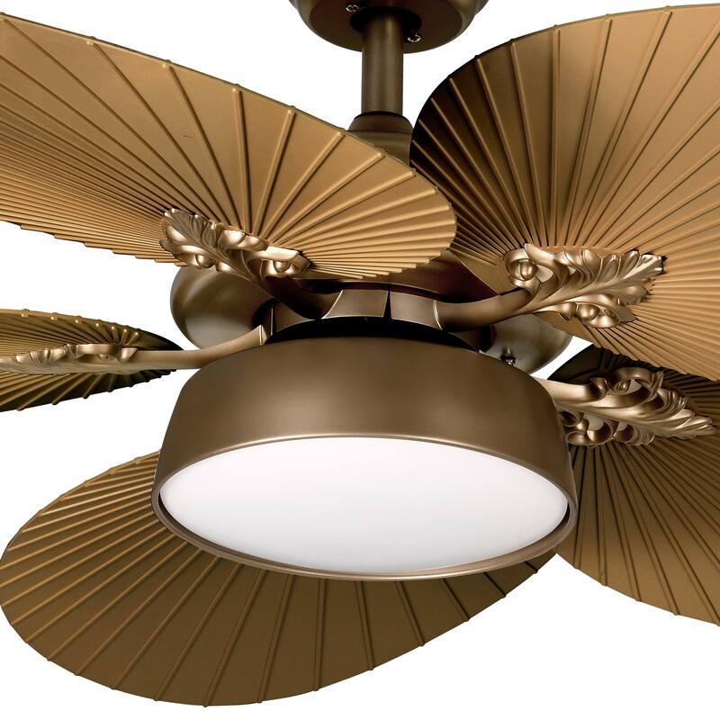 52" Moasis Palm Leaf Ceiling Fan LED Light Tropical Style with Remote