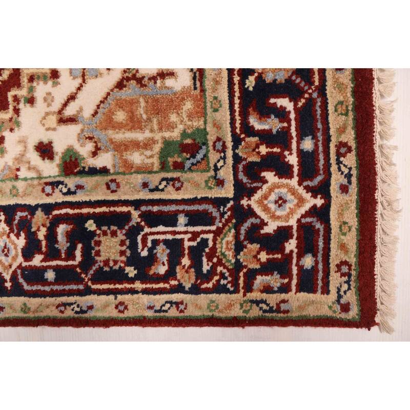 ECARPETGALLERY Hand-knotted Serapi Heritage Dark Red Wool Rug - 4'0 x 5'9