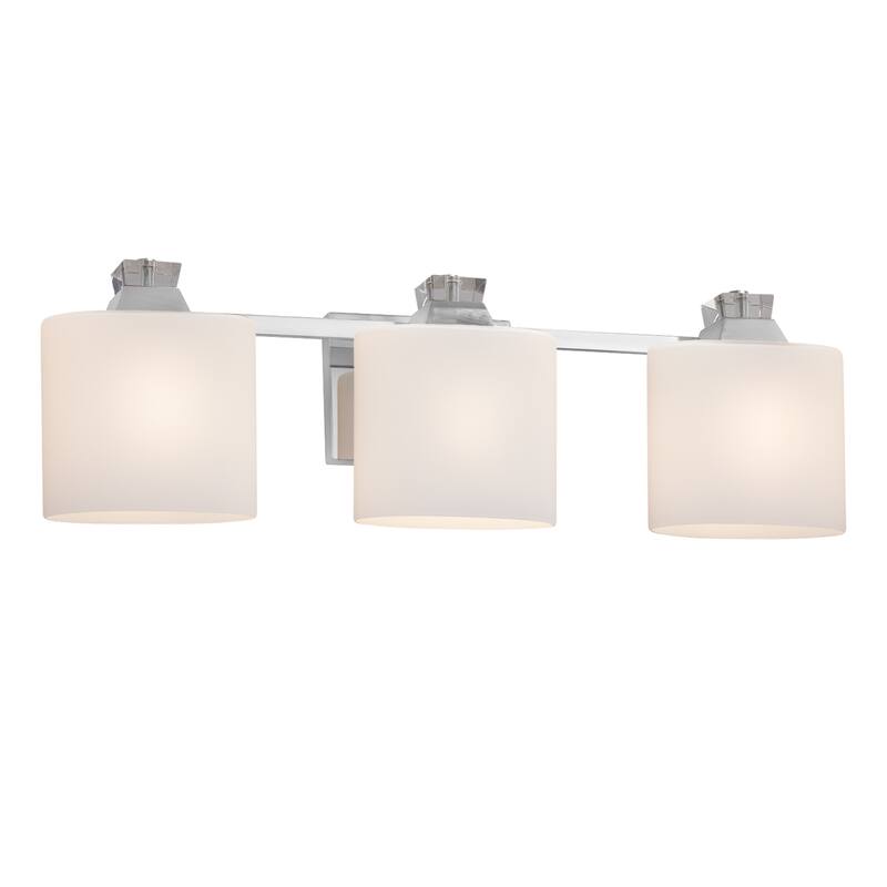 Justice Design Fusion Ardent 3-light Polished Chrome Bath Bar, Opal Oval Shade