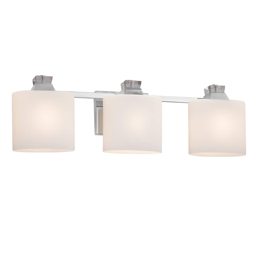 Justice Design Fusion Ardent 3-light Polished Chrome Bath Bar, Opal Oval Shade
