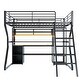 preview thumbnail 11 of 15, Full Size Metal Gaming Loft Bed with Desk, LED Lights, Charging Station, Open Wardrobe, and Storage Shelves